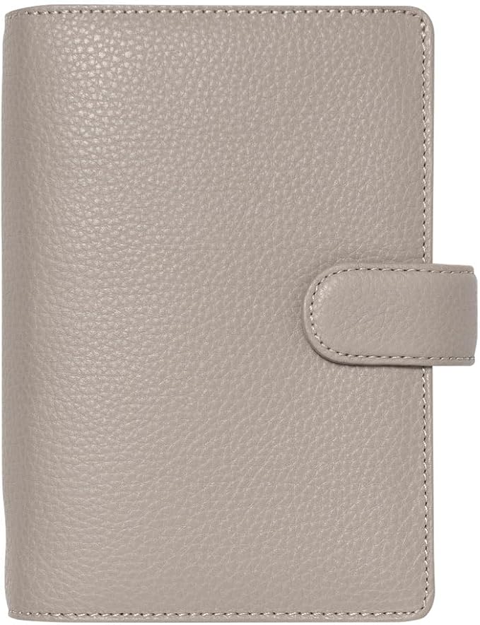 Filofax Norfolk Organizer, Personal Size, Taupe - Soft, Full-Grain Leather, Six Rings, Week-to-View Calendar Diary, Multilingual, 2025 (C022642-25)