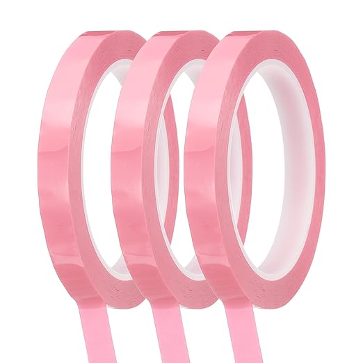 MECCANIXITY Whiteboard Tape 1/2" / 12mm Self Adhesive Graphic Chart Line Tape 72 Yard Grid Marking Stickers for Pinstripe Dry Erase Board Scrapbooking DIY Art Crafts, Pink, Pack of 3