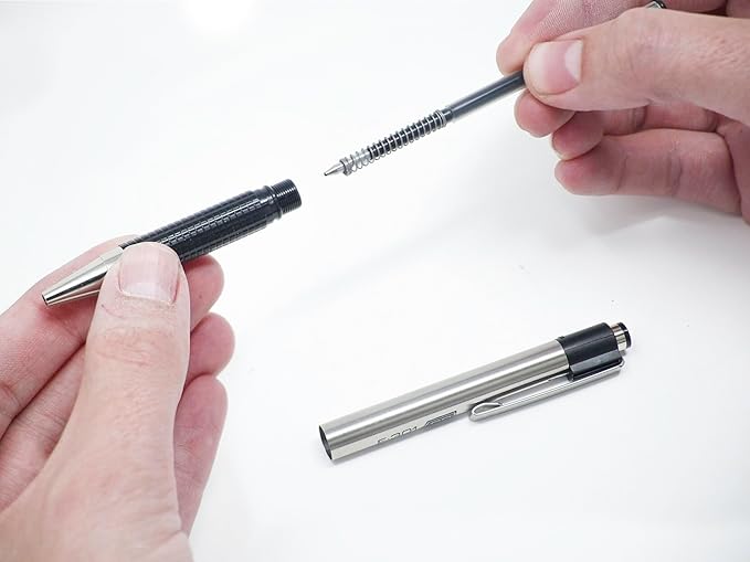 Zebra Pen F-301 Ballpoint Black Ink Fine Point 0.7mm Stainless Steel Retractable Pen, 6-Pack + Bonus Mildliner Highlighter – Easy-Glide Ink, Non-Slip Grip, Professional Design (27192)