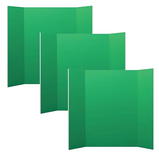 Flipside Products 36” x 48” Foam Project Boards for Presentations, Science Fair, School Projects, Event Displays and Trifold Picture Board - Green 3/16'' Thick - 3 Pack