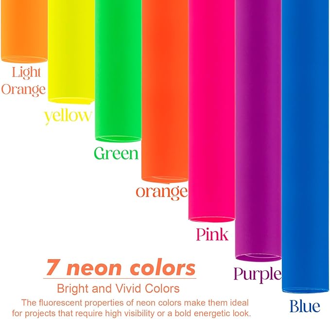 Poster Board 16X24 Inches,56 Sheets Neon Paper 7 Color Fluorescent Paper Bright Cardstock 250 GSM/90 lb Heavyweight Projects School Science Fair Event Displays and Business Presentations