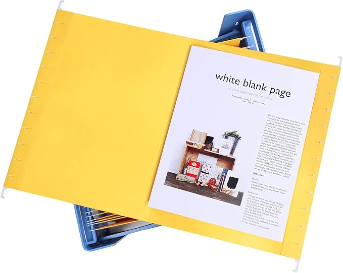 Hanging File Folder, A4 Suspension Files Holder, Hang Folder, Filing Cabinet Suspension File with Tab and Label for School Home Office, Yellow, 25 Pack