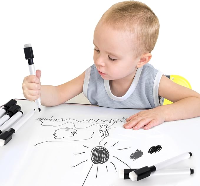 50 Pcs Black Magnetic Dry Erase Markers, 4.5 Inch Black Magnetic Whiteboard Pens with Eraser Cap, Fine Tip Whiteboard Markers Bulk for School, Office, Home Supplies