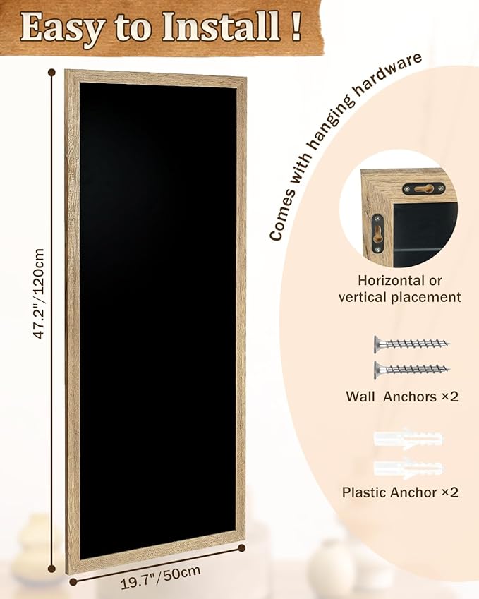 Magnetic Chalkboard for Wall, Long Chalk Board, Wall Hanging Menu for Restaurant, Food Truck, Kitchen, Chalk Board for Kitchen, Bar & Home Decor 19.7" x 47.2"(RB-50120)
