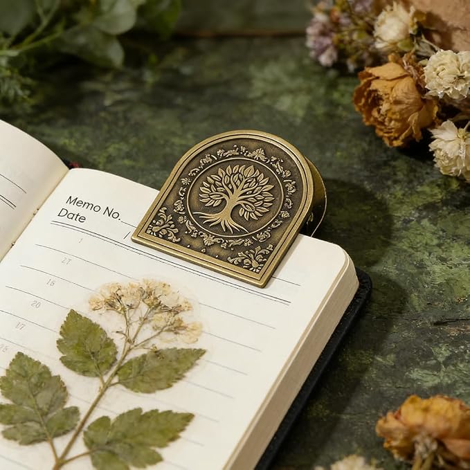 Vintage Fantasy Metal Bookmark Clip, Tree of Life/Rose/Flying Dragon Journal Clip,Traveler's Notebook Accessories, an Ideal Gift for Book Lovers and journaling Enthusiasts (Tree of Life)