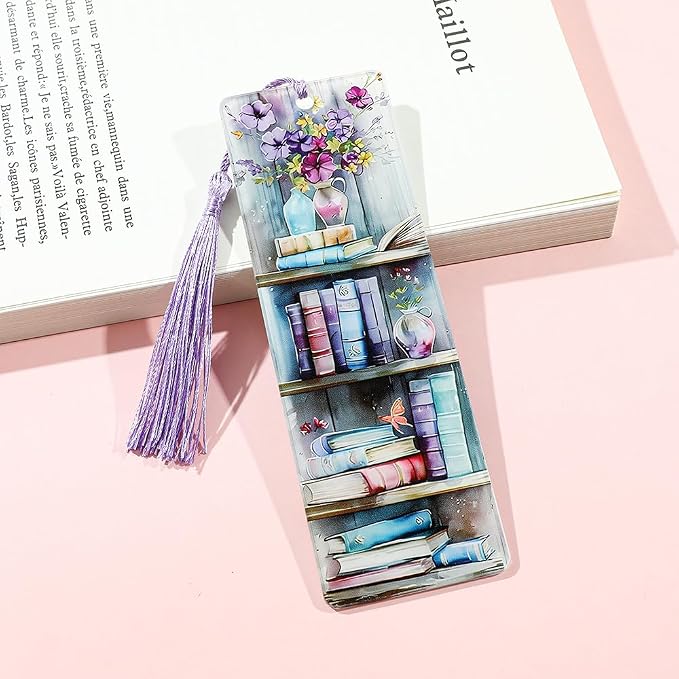 Colorful Art Flower Bookshelf Bookmark - Romantic Artsy Vibe Bookmarks, Perfect Reading Gift for Book Lovers, Bookworms and Friends (2pcs/Set B)