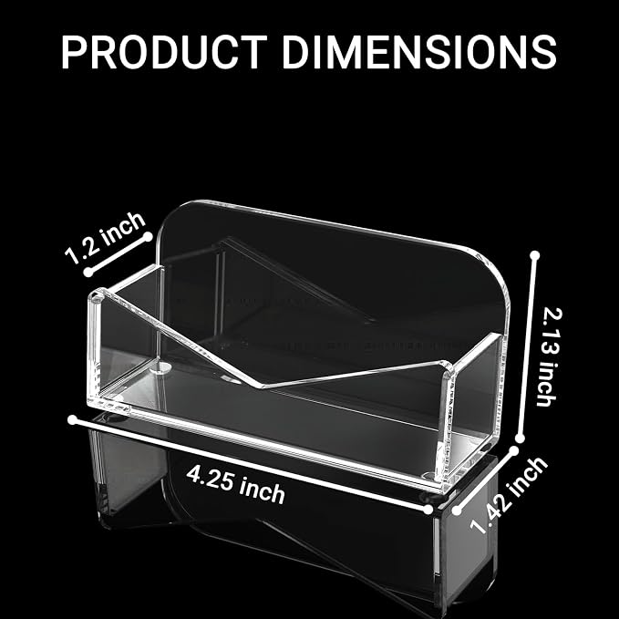 LUGUNU Acrylic Business Card Holder for Desk 2 Pack, Clear Display Stand , Holds up to 100 Cards, Modern Office Organizer for Home or Professional Workspace