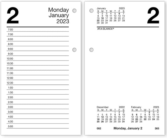 AT-A-GLANCE 2023 Daily Desk Calendar Refill, 3-1/2" x 6", Loose Leaf, Monthly Tabs (E717T50)