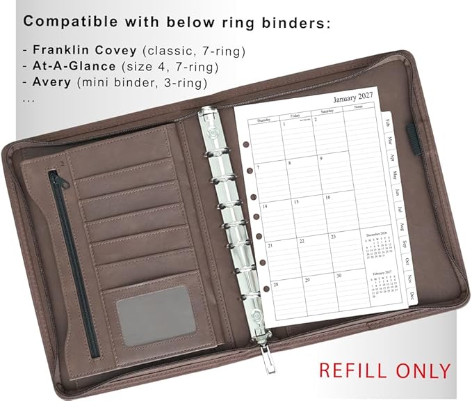 newestor 2026-2027 Monthly Planner Refills 5.5" x 8.5" for Mini Binder, 21 Months from Apr 2026 to Dec 2027, Desk Size