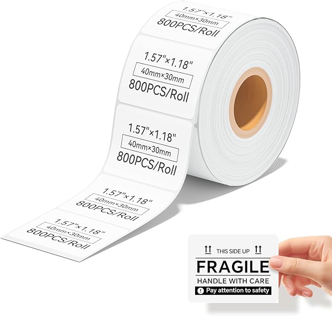 iDPRT 1.57' 1.18' Multi-Purpose Direct Thermal Labels (40mm30mm), Self-Adhesive Thermal Sticker for Address/Barcode/Mailing, Compatible with iDPRT SP310/SP320, Rollo, Zebra, Phomemo, etc, 800pcs
