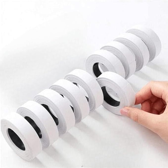 MX-5500 Price Labels, Adhesive Sticker Marker Label, 10 Rolls Sticky Paper Labels for Price and Date Guns,1 Line 5000 Labels, 1pcs Ink Roll Included White