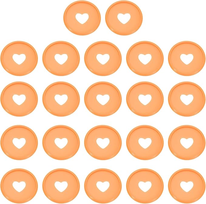 PATIKIL 35mm 1" Orange Plastic Round Heart Shape Book Binding Discs, 22 Pcs Discbound Expansion Discs Plating Binder Rings for DIY Notebook Planner