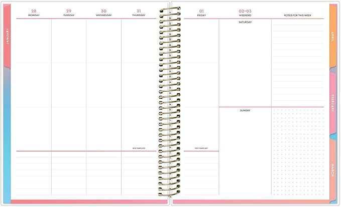 Blue Sky Livewell 2027 Weekly and Monthly Planner Calendar, January 2027 - December 2027, 7" x 9", Flexible Cover, Durable Twin Wire Binding, Colorful Pages, Storage Pocket, Includes Stickers, Magenta