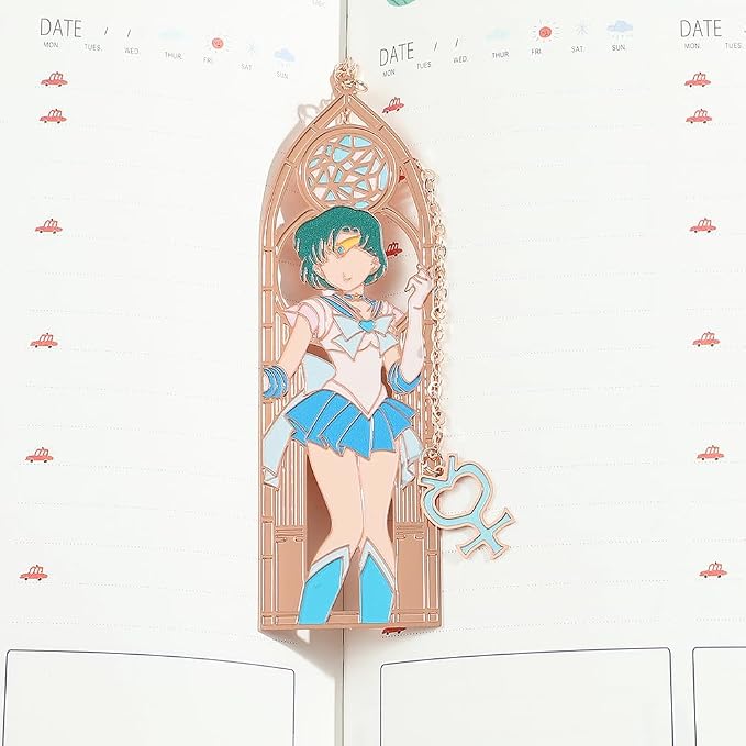 5 Style Anime Magical Girl Book Marks - Metal Bookmarks Gifts for Girls, Anime Fans, Book Lovers Student Men Women, Birthdays, Christmas, Valentine, School Supplies Book Accessory (Green Blue Color)