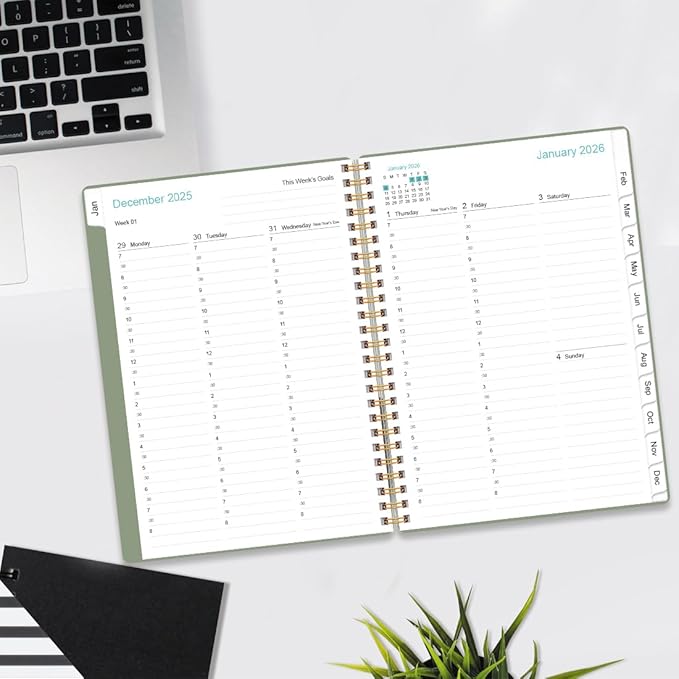 2026 Appointment Book & Planner - Hourly Planner from January 2026 - December 2026, Weekly Appointment Book 2026 with 30-Minute Interval, 6.4" x 8.5", Green