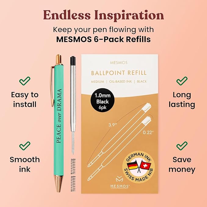 MESMOS 3pcs High End Luxury Happy Divorce Gifts for Women, Strong Woman Gifts, Gift to Cheer Someone up Women, Break up Gift for woman, Boss, & Friends. German-Ink & 1mm Swiss-Tip Motivational Pens