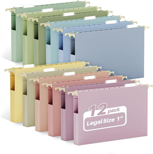 Ansook Legal Size Hanging File Folders, Reinforced Legal Size File Folders with Heavy Duty 1 Inch Expansion, Hanging File Folder Organizers for Filing Cabinet, Home Office Law Firm Document Storage