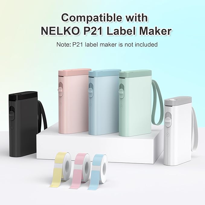 Nelko Genuine P21 Label Maker Tape, Adapted Label Print Paper, 14x50mm (0.55"x1.97"), Standard Laminated Labeling Replacement, Multipurpose of P21 Label Maker, 180 Tapes/Roll, 1 Roll, Transparent