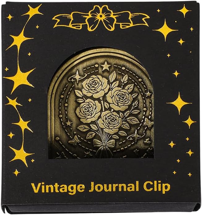 Vintage Fantasy Metal Bookmark Clip, Tree of Life/Rose/Flying Dragon Journal Clip,Traveler's Notebook Accessories, an Ideal Gift for Book Lovers and journaling Enthusiasts (Rose)