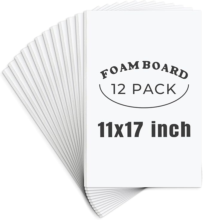 AUEAR, 12 Pack 11x17 White Foam Boards 1/8" Thickness Foam Core Boards for Presentation Board for School Crafts Office Art Projects Display, Mounting, Print