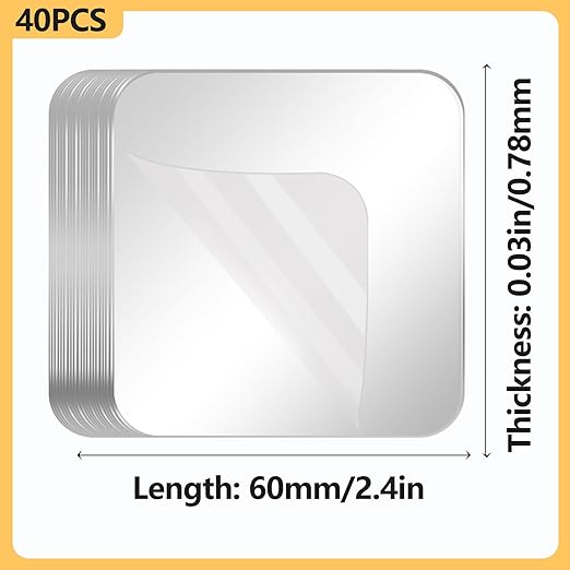 40PCS Heavy Duty Double Sided Adhesive Mounting Square Tape, Waterproof Strong Clear No Residue Removable Tape for Hanging, Wall Mounting, Home Decor & Shower