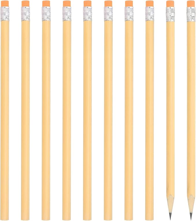 PATIKIL Round Pencils, 24 Pack HB Graphite Pencils with Eraser Wood Pencils Cute Pencil for Classroom Teacher Office Supplies, Orange