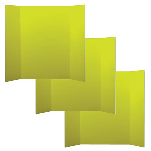 Flipside Products 36” x 48” Foam Project Boards for Presentations, Science Fair, School Projects, Event Displays and Trifold Picture Board - Yellow 3/16'' Thick - 3 Pack