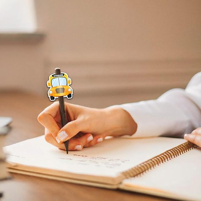 Aunthvra 24 Pcs Back to School Pencil Topper Charms Decoration Study Education Pen Charms Preschool Paper Signs Topper Teacher Appreciation Pen Pencil Accessories for Classroom Students Gifts Awards