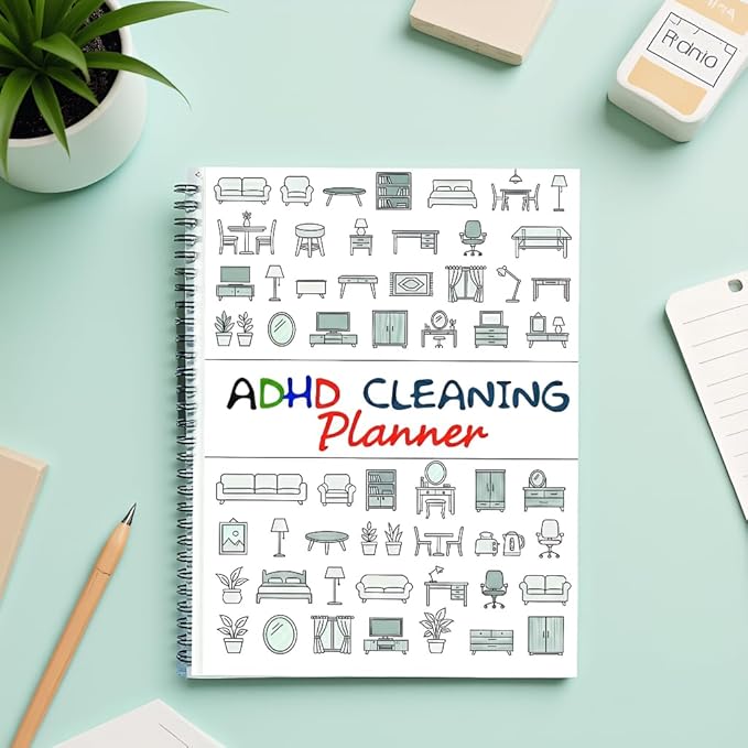 ADHD Cleaning Planner, Daily Weekly Monthly Household Cleaning Schedule, 8.27 x 11.22 inch Chore Chart Organizer