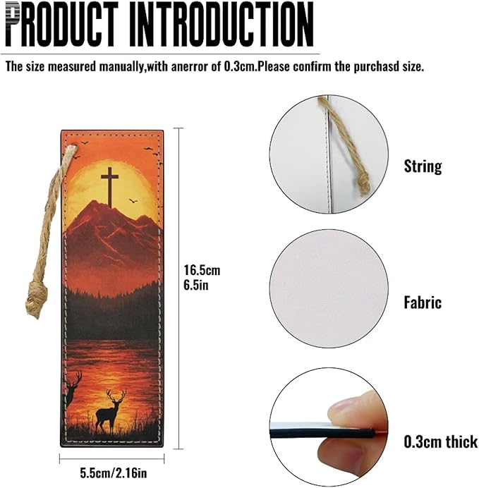 Bible Study Supplies Bible Cover for Men Cross Deer Sunset Print Leather Bible Cover case for Women Halloween Christmas Day or Christian Gifts for Women Church Bag(Holy Land Twilight)