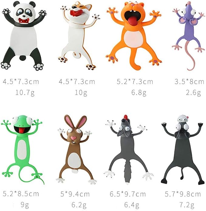 Cartoon Bookmarks, Squashed Bookmark for Kids 3D Stereo Animal Original Cute Book Marks, Wolf