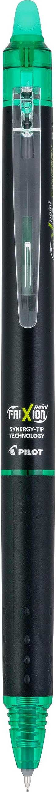 Pilot, FriXion Synergy Clicker Erasable, Refillable, Retractable Gel Ink Pens, Extra Fine Point 0.5 mm, Pack of 12, Green Ink