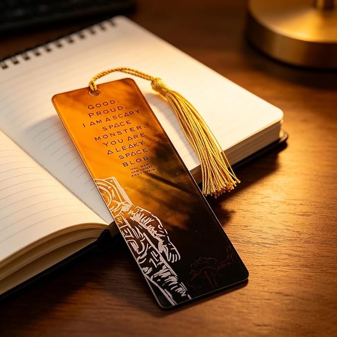 Project Hail Mary Bookmark & The Martian Bookmark Set, Double-Sided Acrylic Sci-Fi Bookmarks with Tassels, Astronaut Quote Page Markers, Andy Weir Inspired Gift(2 Pcs)