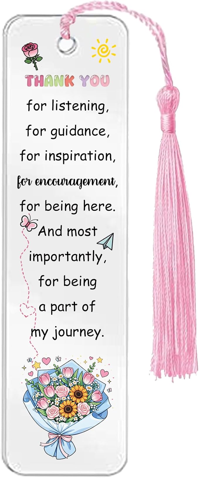 Teacher Gifts for Teachers Day Appreciate Presents Birthday Flower Shaped Signs Bookmark Keychain 3PC Set Graduation Christmas Keepsakes Acrylic Keyring Thank You Plaque Women Men Retirement (Teacher)