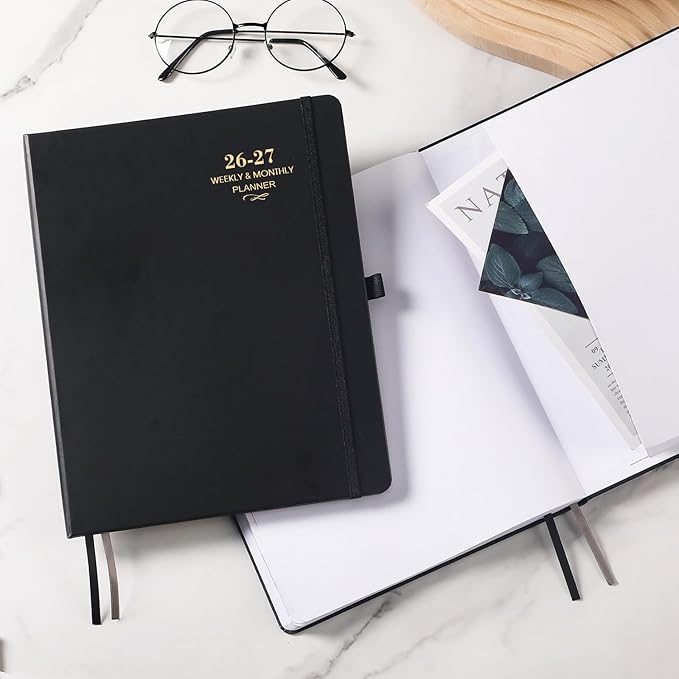 Planner 2026-2027 - Planner Weekly and Monthly 2026-2027, JUL 2026 - JUN 2027, Calendar Planner with Hardcover, Thick Paper, Back Pocket, Notes Pages, Pen Loop (9" x 11") - Black