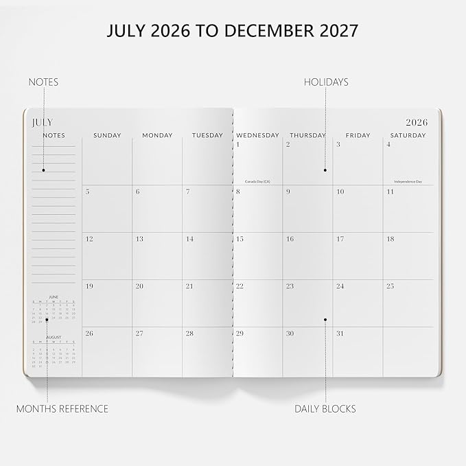 Monthly Planner 2026-2027, Jotsome 18 Months Calendar Planner from July 2026 to December 2027, 8.5"x11", Stitched Binding, Soft Cover, Large Monthly Personal Planner for School Plan, Study and Schedule, Kraft Brown