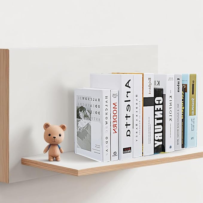 16 Pcs Acrylic Bookends, Book Ends Clear Acrylic Bookends for Shelves, Transparent Bookend Organizer, Book Holder Stand Decorative, Book Stoppers for Heavy Duty Books, CD, File, Video Games