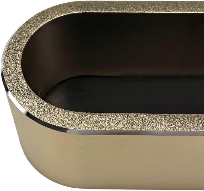 Business Card Holder for Desk, 1 Pack Aluminum Alloy Name Card Display Organizer with Anti-Slip Base, Heavy Duty Desktop Stand for Office, Champagne Gold (Champagne Gold)