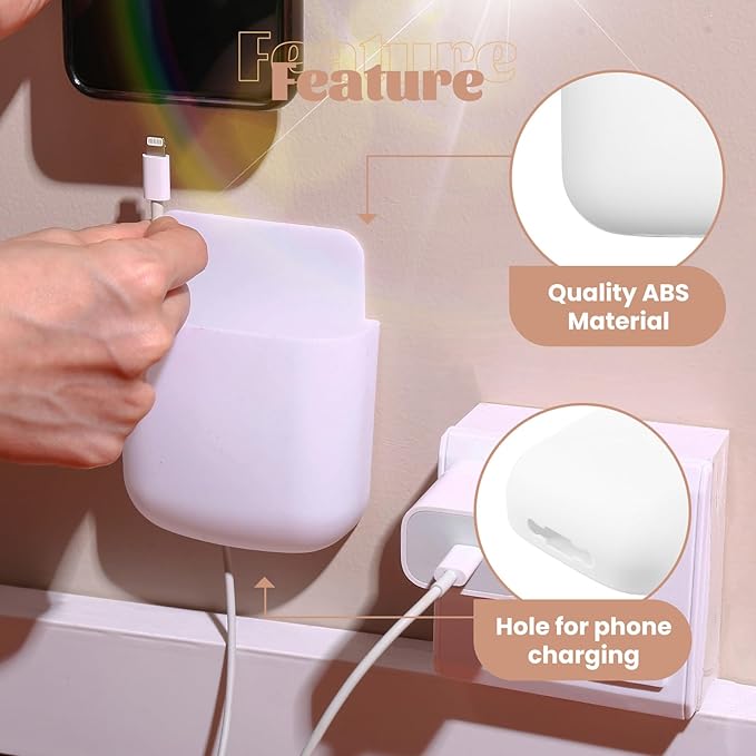 12 Pcs Remote Holder Wall Mounted, Self-Adhesive Phone Pen Holder for Wall Beside Table Bed Storage Box Organizer Wall Pocket for Home Office School Supply Storage Camper Accessories