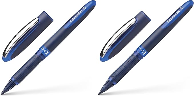 Schneider One Business Rollerball Pen, 0.6 mm Ultra-Smooth Tip, Blue Barrel, Blue Ink, Blister Pack of 2 Pen (78303)