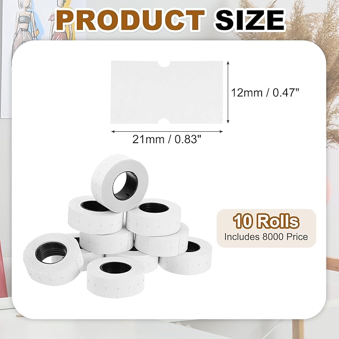 PATIKIL Pricing Labels, 10 Rolls 8000 Price Price Gun Labels Self-Adhesive Rectangular Puzzle Shape Marker Tag Stickers for Date Gun, White