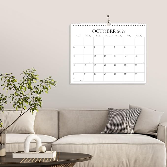 Calendar 2026-2027 - Wall Calendar from July 2026 to December 2027, 2026-27 Wall Hanging Calendar Planner with Thick Paper, 12" x 14.5", Black