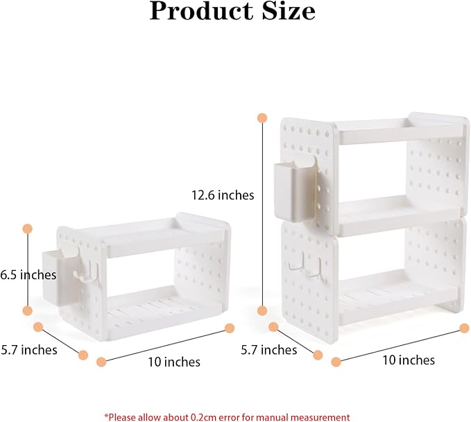 Lae Nuvole Desktop Organizer Shelf Stationery Organizer with Pen Holder Office Desktop Storage Rack Combinable Organization and Storage for Desk, Office, Countertop, Dorm (White, 2 Tier)