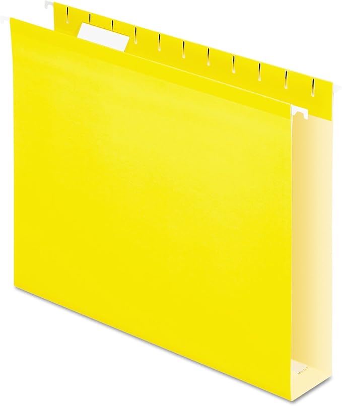 Pendaflex Extra Capacity Reinforced Hanging Folders, 2", Letter Size, Yellow, 1/5 Cut, 25/BX (04152x2 YEL)
