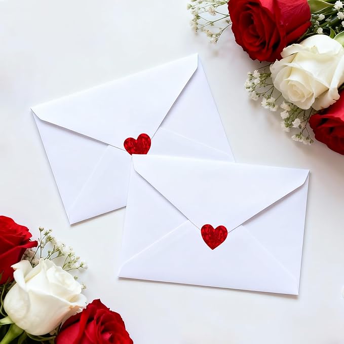 Anwyll 3000Pcs Heart Stickers - 1/2Inch Holographic Red Heart Stickers Tiny Mini Small Heart Shape Sticker Self Adhesive Happy Valentines Day Heart Love Sticker for Envelope Card Crafts Gift Wrapping
