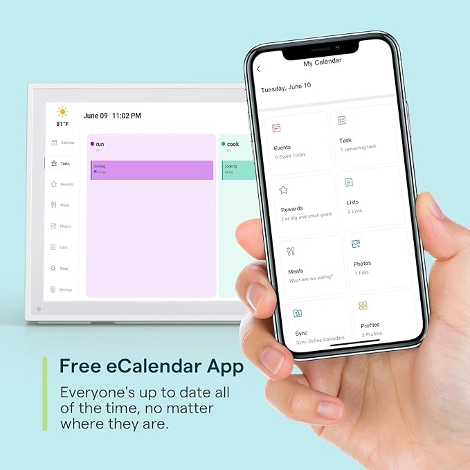 Digital Calendar, 10.1inch Smart WiFi Electronic Calendar&Chore Chart, IPS Touch Screen HD Display for Family Schedules, Share Moments Instantly from Anywhere