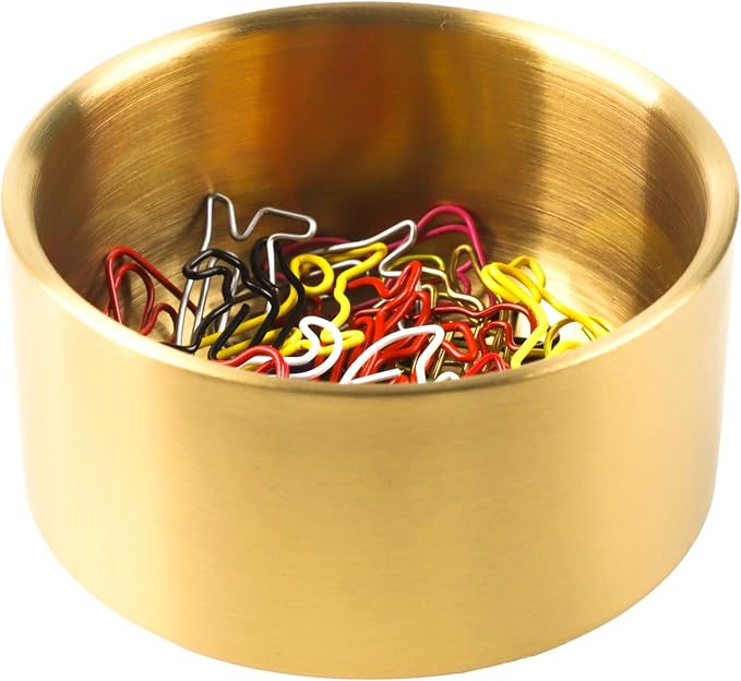 Paper Clip Holder Gold Paperclip Holders for Desk Metal Binder Clip Holder Bowls Paper Clip Dispenser Organizer for Holding Small Parts Office Accessories Space-Saving Desktop Organizer