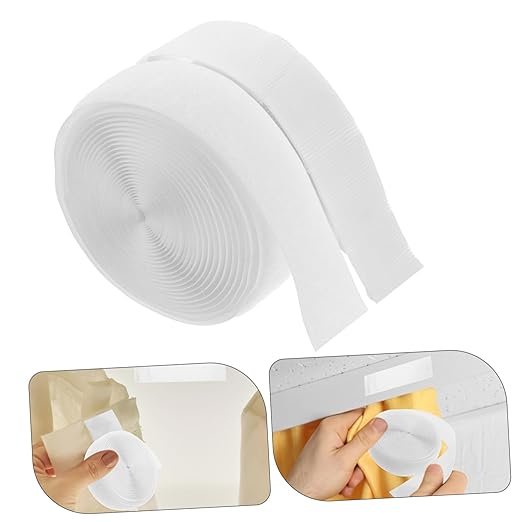 Alipis Self-Adhesive Strips for Curtains Double Face Tape Heavy Duty Hook and Loop Fastener Strips for Window and Door Mounting