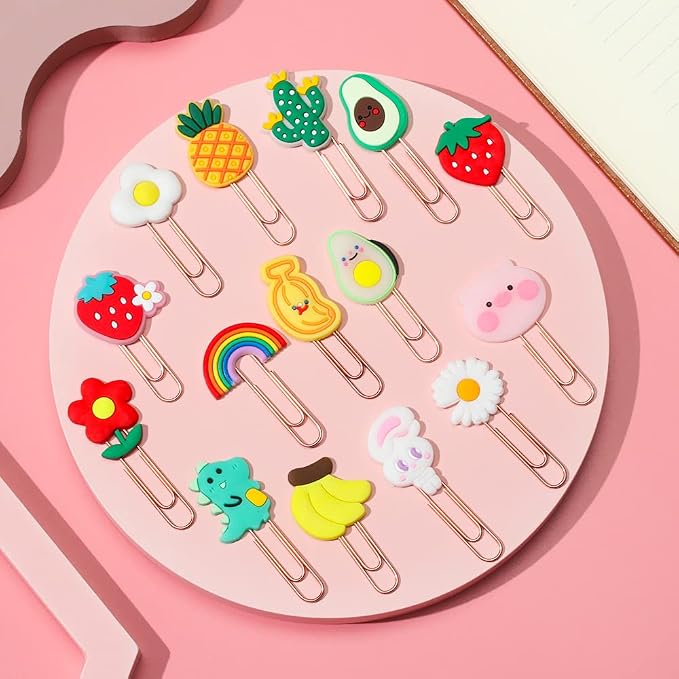 ELANE 36 pcs Silicone Paper Clips Bookmarks Dispenser Bookmark Memo Clip for School Teacher Office Supply Student Stationery. (Colorful)
