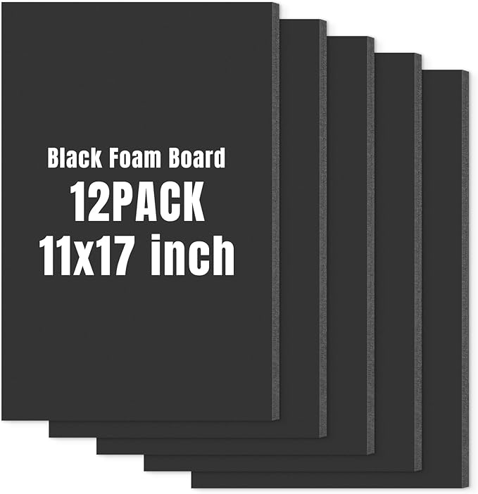 Golden State Art Foam Board 11x17-12 Pack - 1/8" Thick Black Poster Board Acid Free Foamboard for Paintings Prints, Art, Display, Crafts, Presentation and Projects